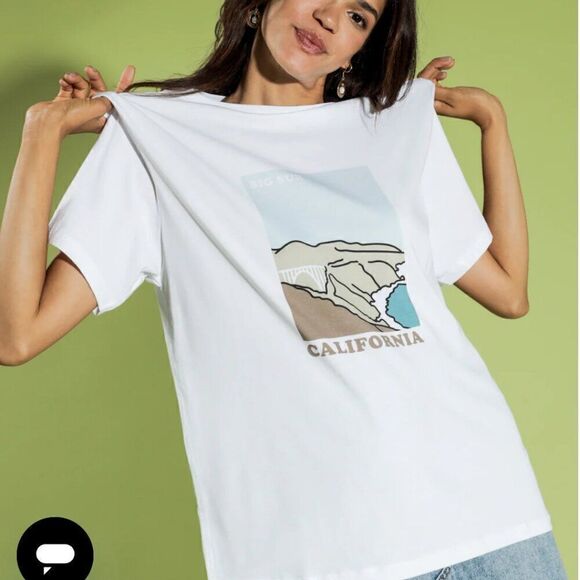 Charlie Holiday white Big Sur Oversized Boyfriend tee size xs size 2 NWT - Picture 3 of 14